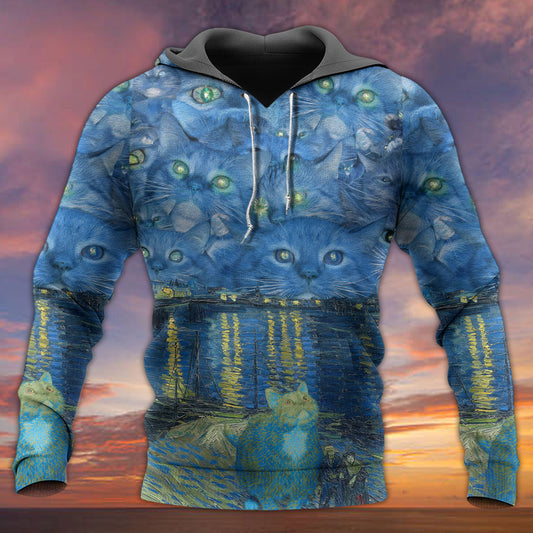 Cat Starry Night Hoodie For Nature Lovers Everyday Adventures And Thoughtful Gifting