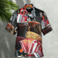 Accordion Gentleman Play Hawaiian Shirt Artwork Detail For Tropical Trips And Casual Outings