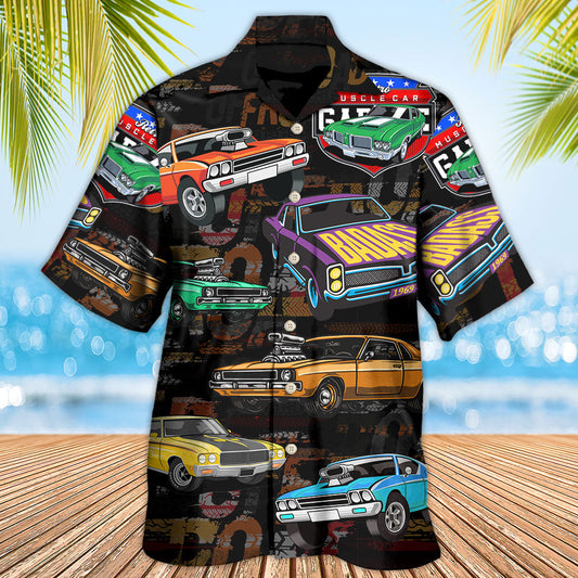 Car Muscle Speed Racing Road Hawaiian Shirt Artwork View For Weekend Travel And Beach Style