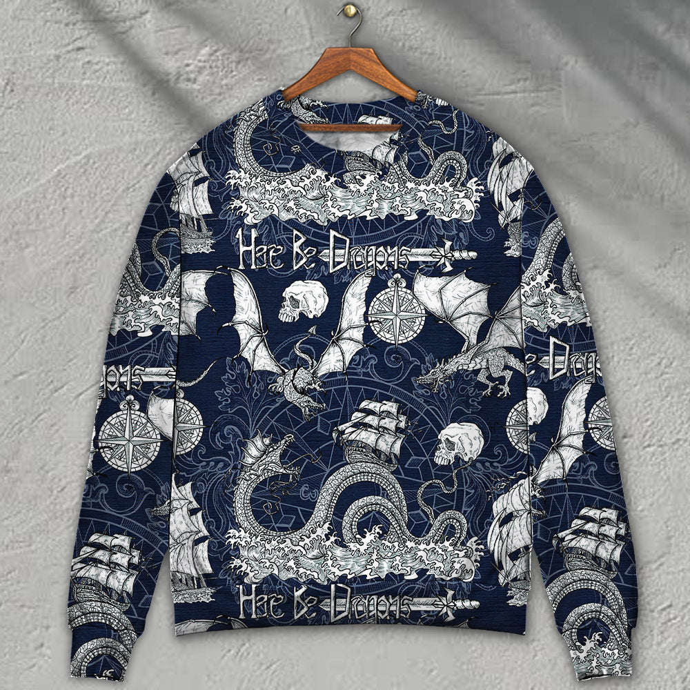 Dragon Skull Old Ship Sea Sweater For Bold Streetwear Travel And Relaxed Everyday Styling