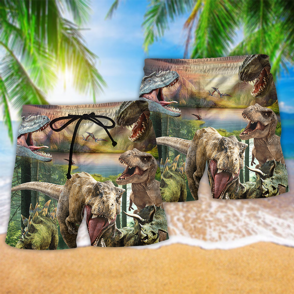 Dinosaur I Am Strong Roarsome Beach Shorts Print Detail For Thoughtful Gift Giving