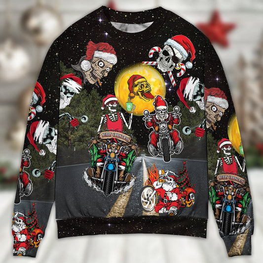Skull Santa Racing Christmas Sweater For Seasonal Parties Cozy Gatherings And Thoughtful Holiday Gifts