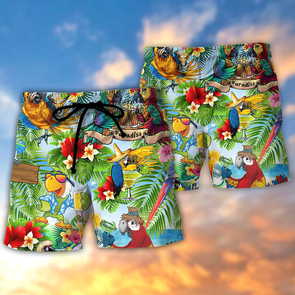 Parrot Beach Shorts Pattern Detail For Island Trips And Thoughtful Gift Giving