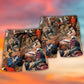 Hunting Bear Cowboy Wilderness Beach Shorts Design Detail For Casual Warm Weather Outfits