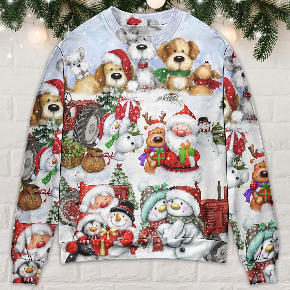 Santa And Snowman Joyful Companions Sweater For Festive Parties Family Photos And Comfortable Seasonal Wear