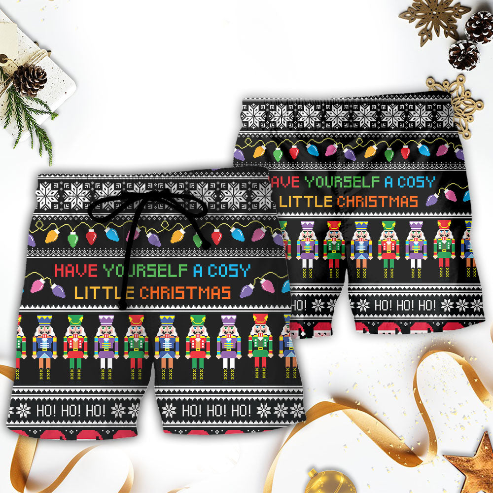 Christmas Cozy Festive Message Beach Shorts Pattern View For Warm Weather Holiday Outfits