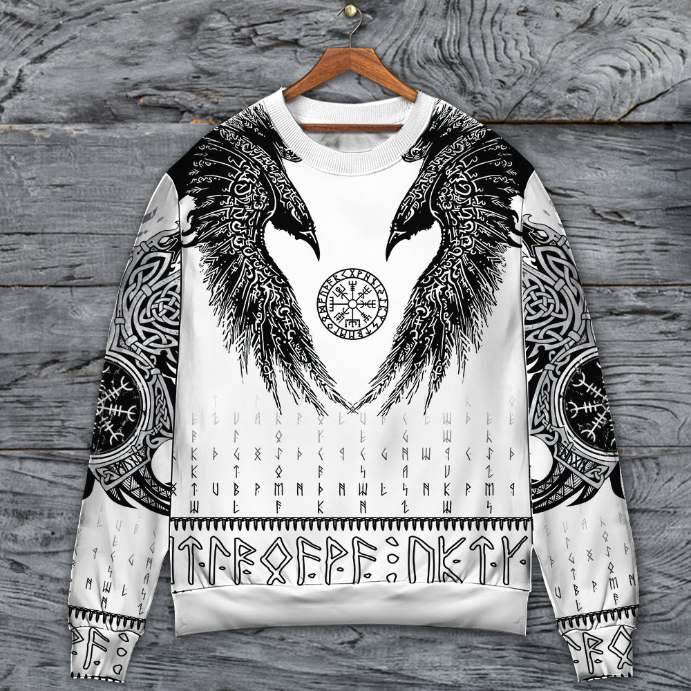 Viking Black Runic Raven Nordic Sweater For Weekend Adventures Outdoor Events And Thoughtful Gifts