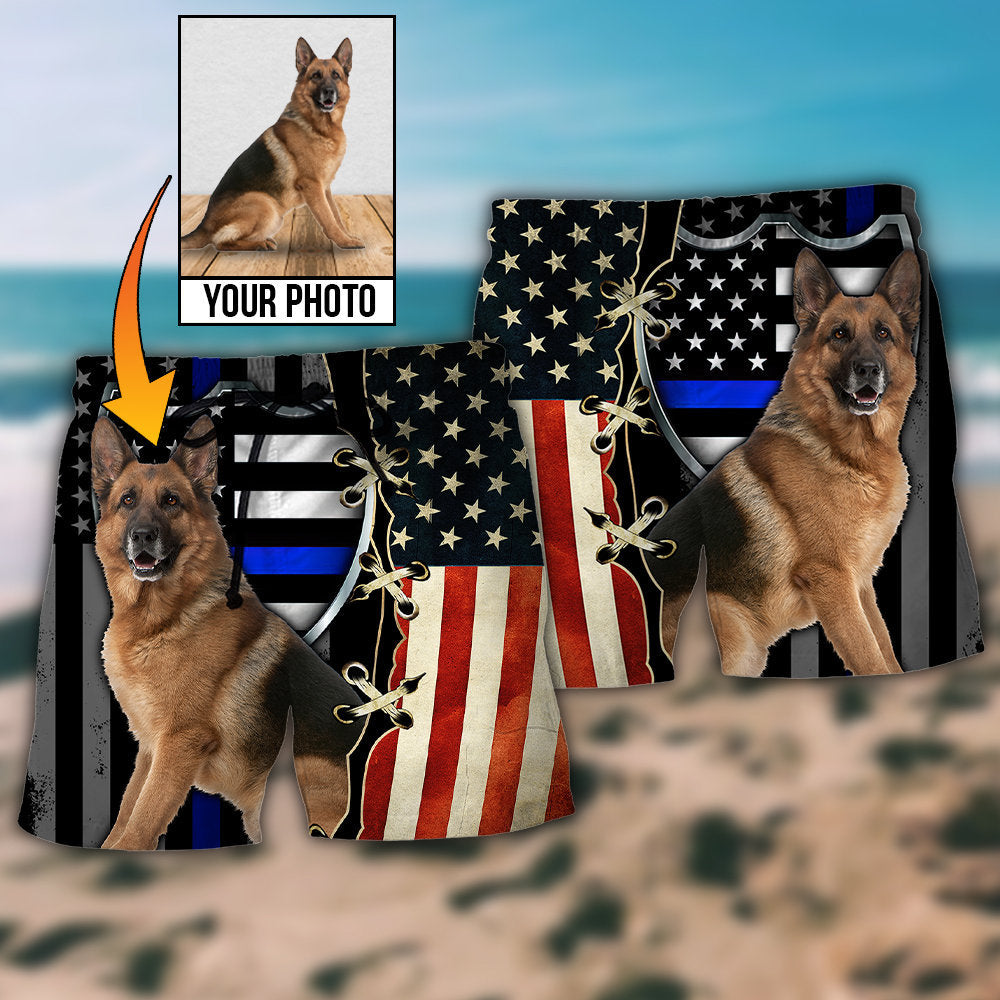 German Shepherd Personalized Photo Beach Shorts Design View For Summer Events And Coastal Getaways