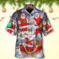 Funny Santa Christmas Hawaiian Shirt Artwork Detail For Resort Trips And Outdoor Activities