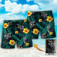 Black Cat Green Tropical Style Personalized Photo Beach Shorts Artwork View For Seaside Trips And Casual Style