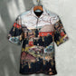 Rustic Cow Farm Country Hawaiian Shirt Pattern Detail For Vacation Travel And Daily Wear