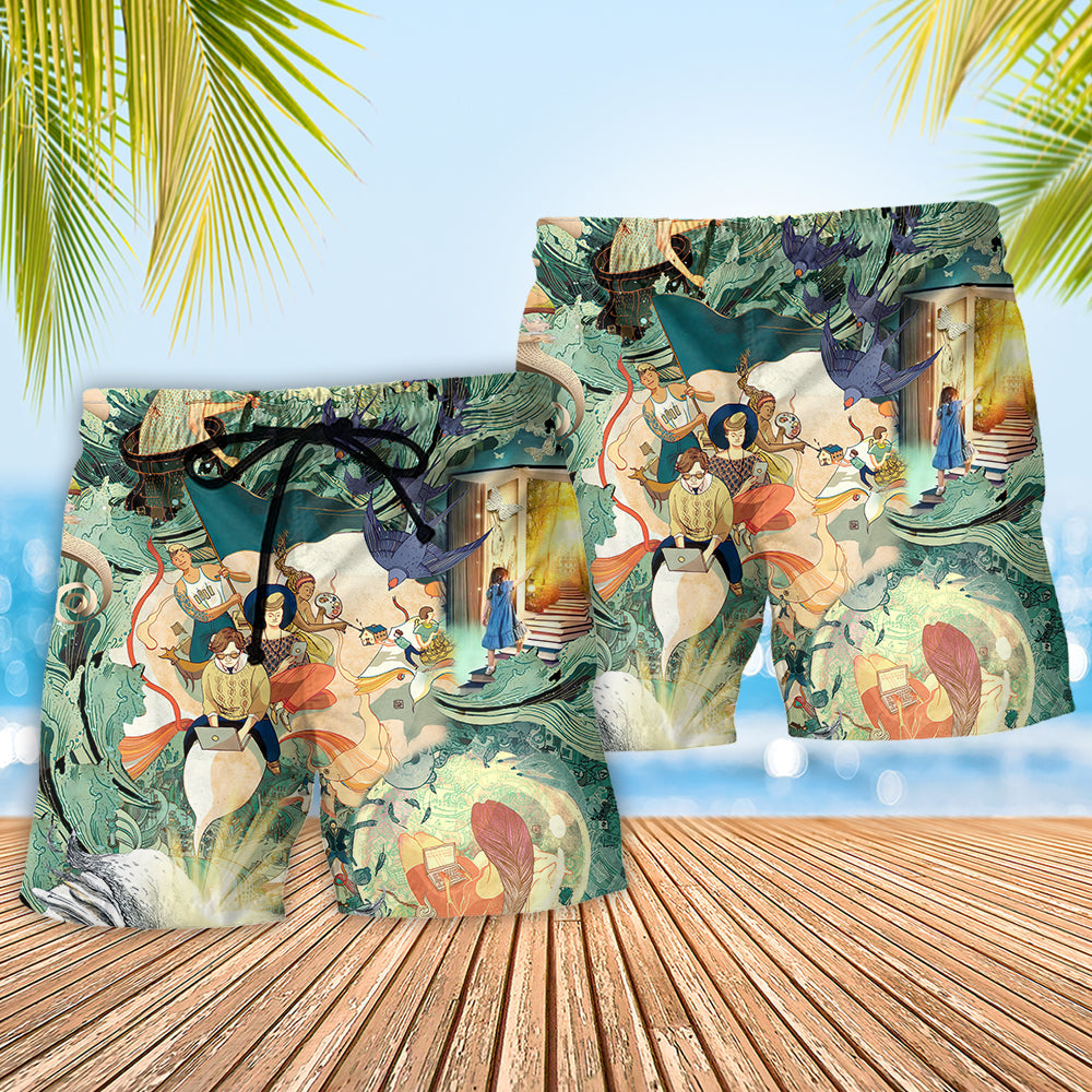 Author Open Mind Beach Shorts Pattern Detail For Poolside Fun And Comfortable Resort Style