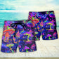 Neon Galaxy Hippie Mushroom Beach Shorts For Outdoor Adventures And Thoughtful Seasonal Gifts
