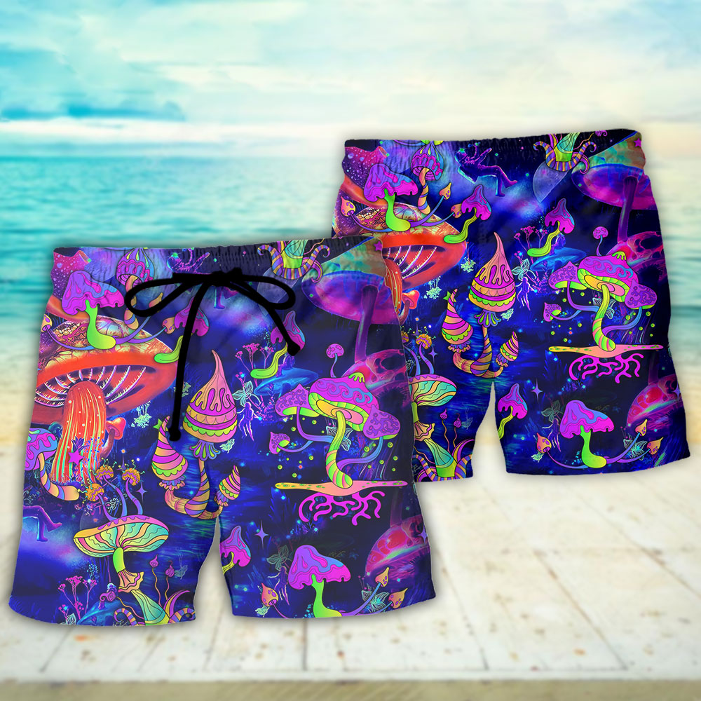 Neon Galaxy Hippie Mushroom Beach Shorts For Outdoor Adventures And Thoughtful Seasonal Gifts
