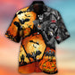 Halloween Dark Bat Pumpkin Hawaiian Shirt Print Closeup For Coastal Travel