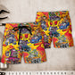 Hot Rod Vintage Racing Energy Burn Beach Shorts Print Detail For Relaxed Warm Weather Wear