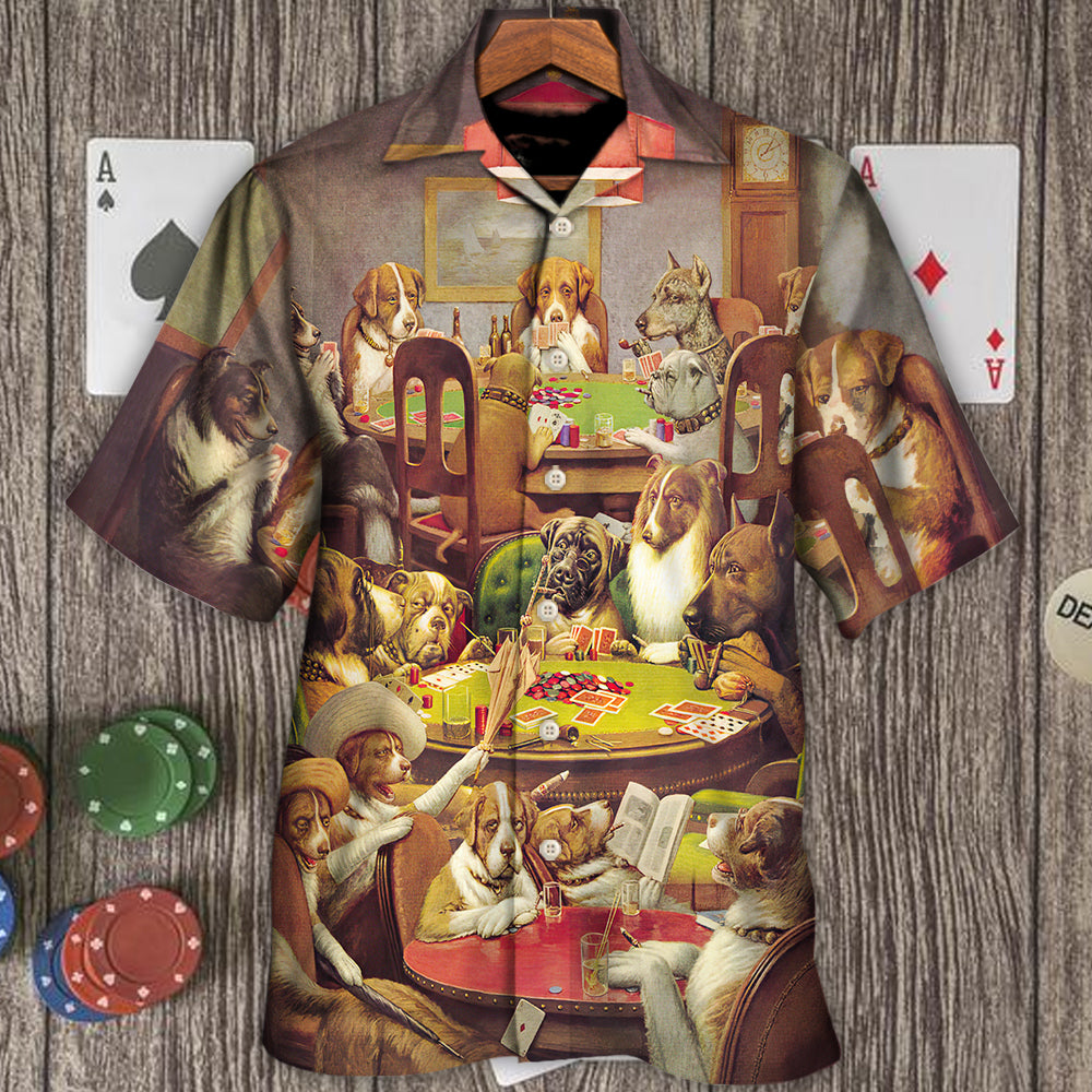 Gambling Dog Poker Hawaiian Shirt Artwork View For Outdoor Gatherings