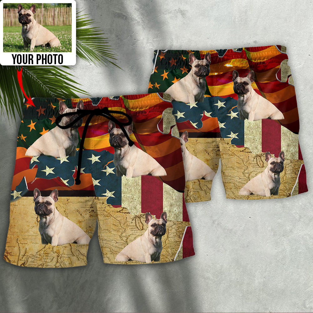 French Bulldog Sunset Custom Photo Beach Shorts For Beach Getaways And Comfortable Summer Wear