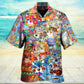 Cat Hawaiian Shirt Pattern Detail For Vacation Travel And Daily Wear