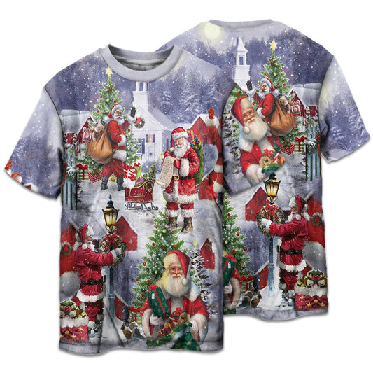 Merry Christmas Santa Holiday Arrival Short Sleeve Pajamas Set For Holiday Travel And Comfortable Home Wear