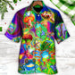 Colorful Tropical Frog Fun Hawaiian Shirt All Over Print Detail For Resort Wear