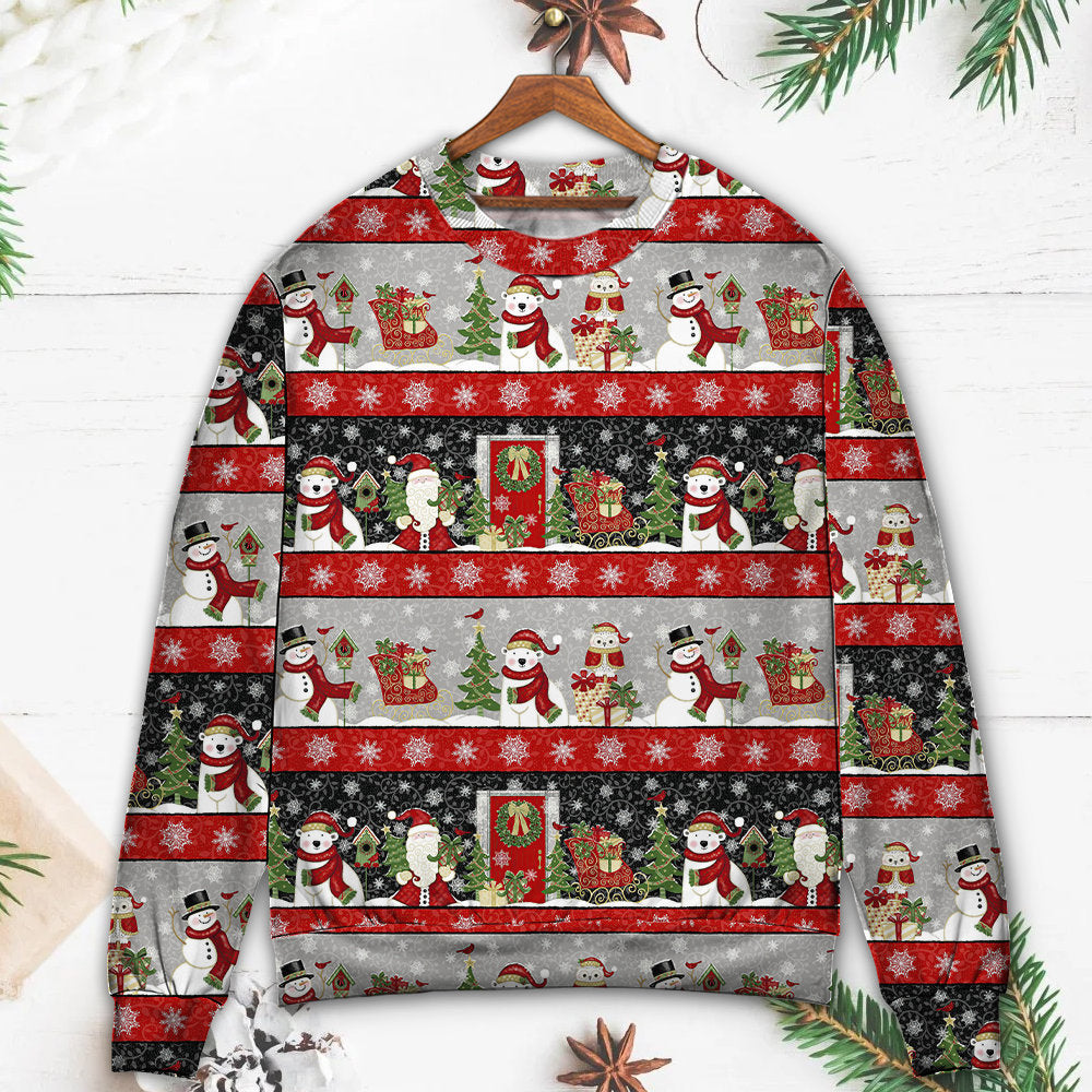 Christmas Santa And Snowman Happy Xmas Sweater For Winter Parties Seasonal Adventures And Relaxed Everyday Styling