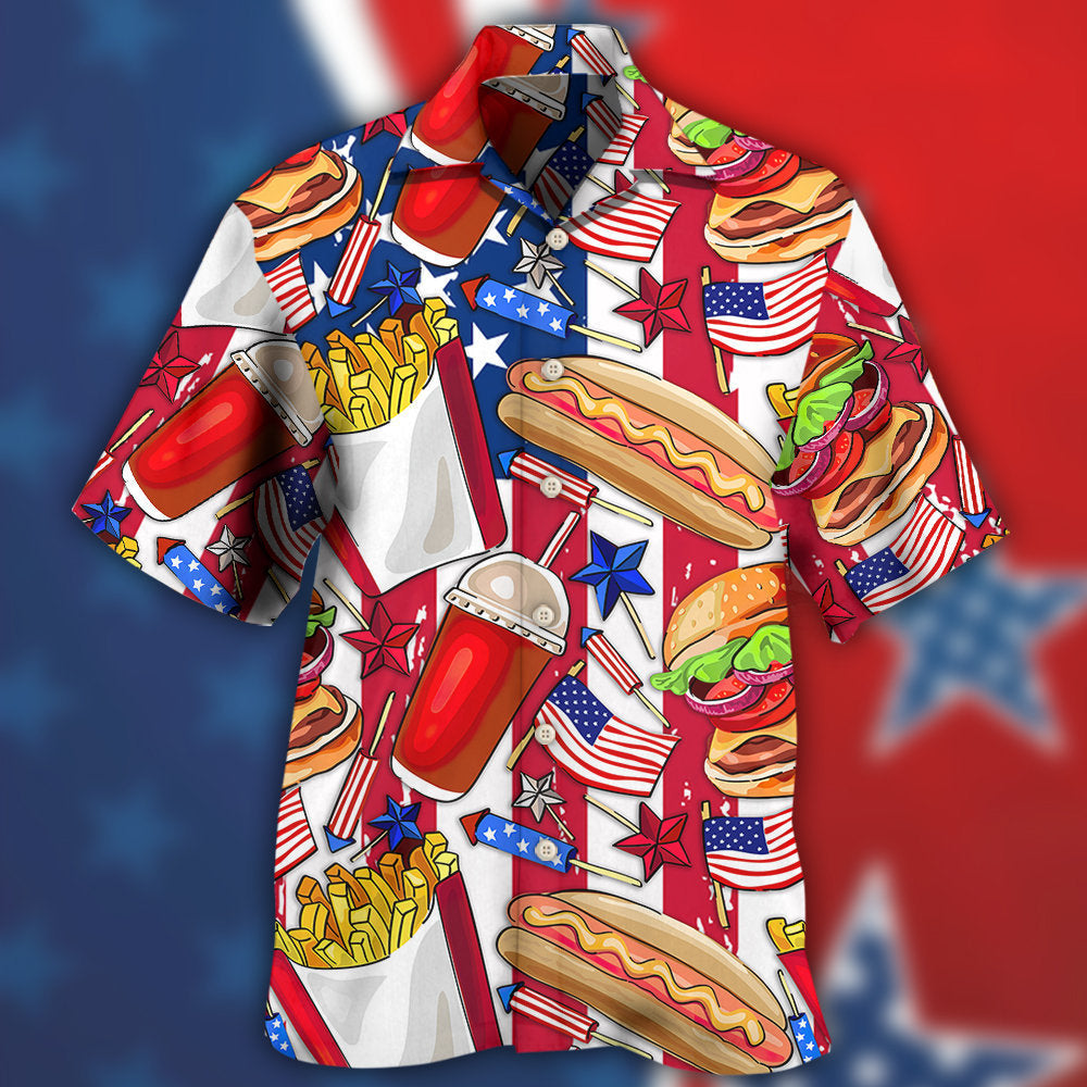 Patriotic Food Stars Freedom Theme Hawaiian Shirt For Warm Weather Adventures And Everyday Comfort