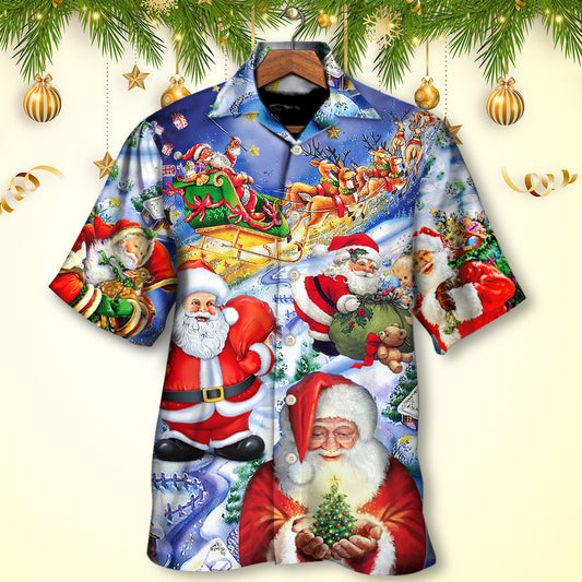 Funny Santa Christmas Extra Hawaiian Shirt Artwork Detail For Resort Trips And Outdoor Activities