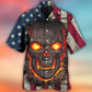 Patriotic Vintage Burning Skull Angry Hawaiian Shirt For Holiday Gatherings, Coastal Trips, And Proud Seasonal Style