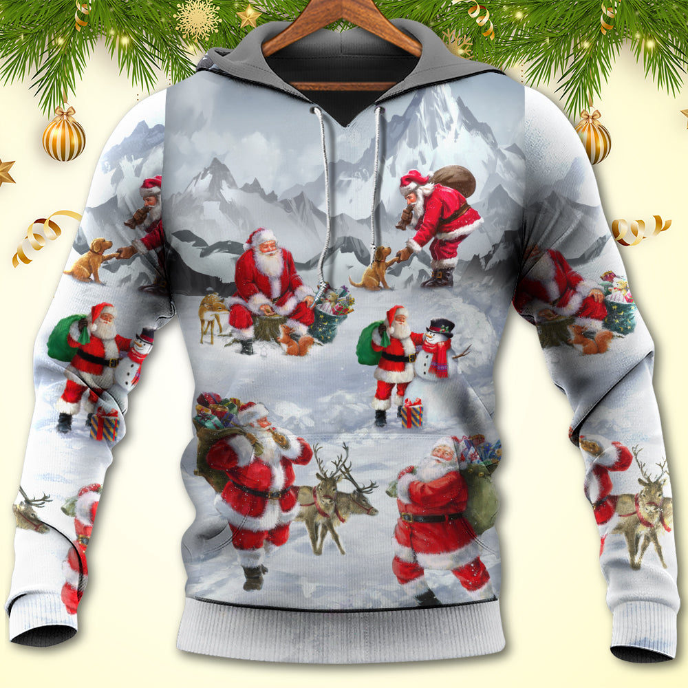 Christmas Santa Snow Mountain Hoodie For Festive Days Casual Adventures And Thoughtful Seasonal Gifting