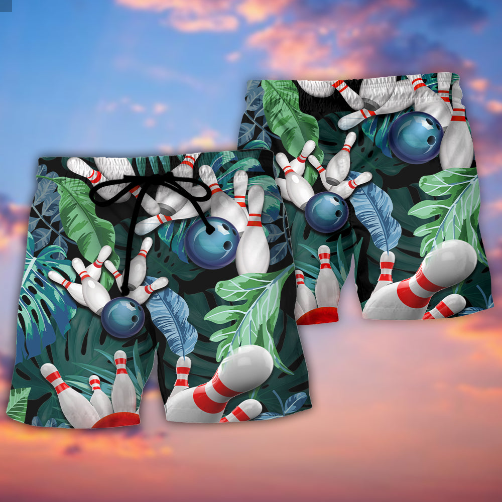 Tropical Leaf Bowling Beach Shorts Pattern Detail For Sunny Day Adventures And Thoughtful Gift Giving