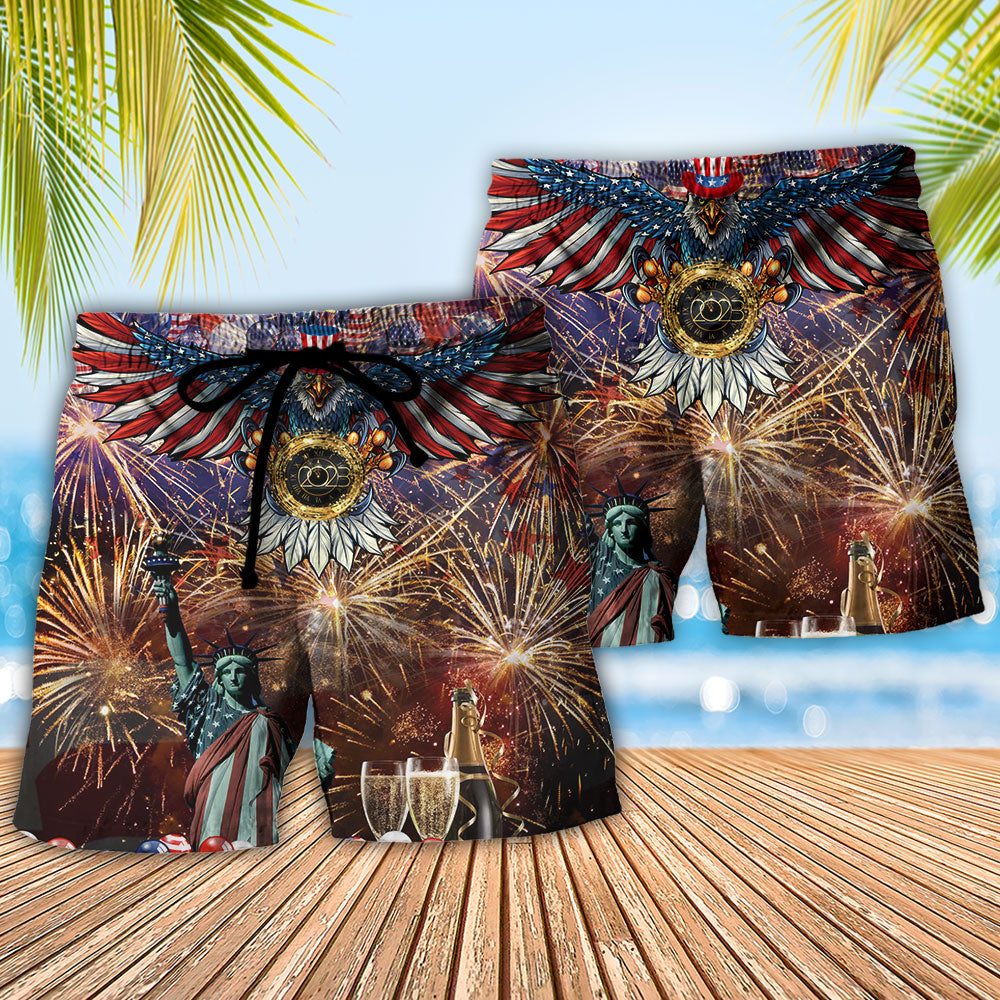 America Firework Beach Shorts Pattern Detail For Beachside Relaxation And Everyday Comfort