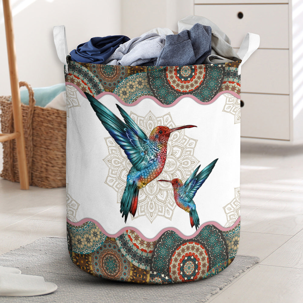 Hummingbird Mandala Style Laundry Basket For Clothes Toys And Blankets