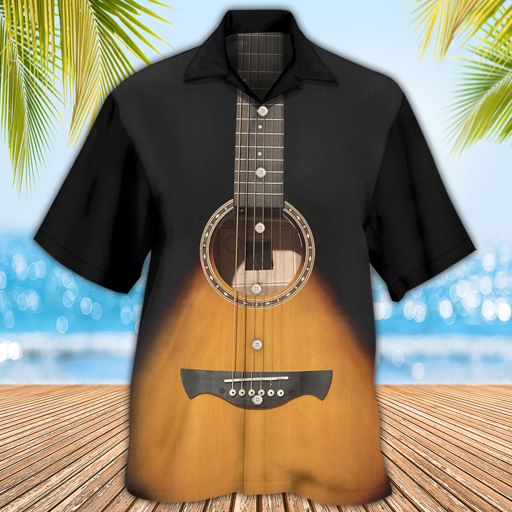Woodland Guitar Music Hawaiian Shirt Pattern View For Lightweight Everyday Style