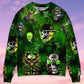 Skull Green Energy Sweater For Halloween Events Weekend Outings And Creative Gift Giving