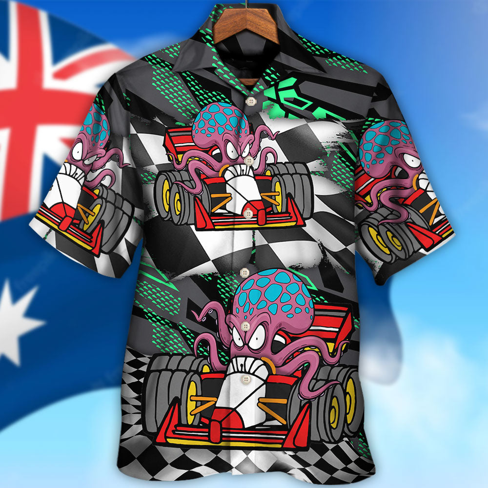Australian Octopus Racing Car Hawaiian Shirt All Over Print Detail For Warm Weather Events