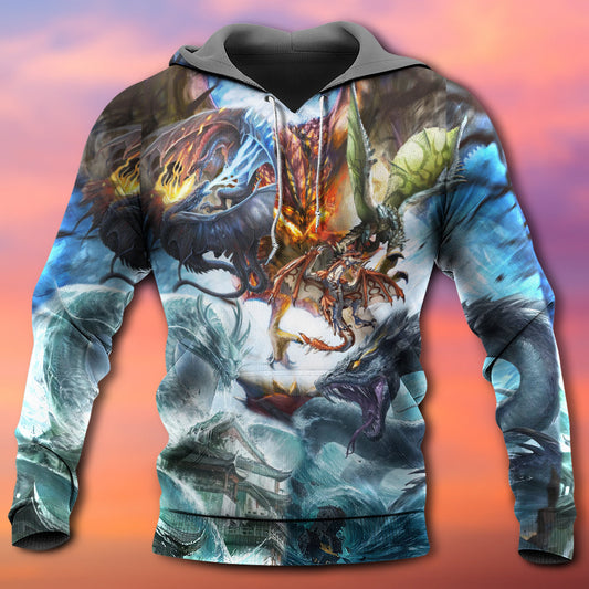 Dragon Battle Gods Hoodie For Fantasy Art Lovers Travel Activities And Streetwear