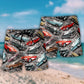 Vintage Classic Car Lover Beach Shorts Pattern View For Resort Days And Outdoor Activities