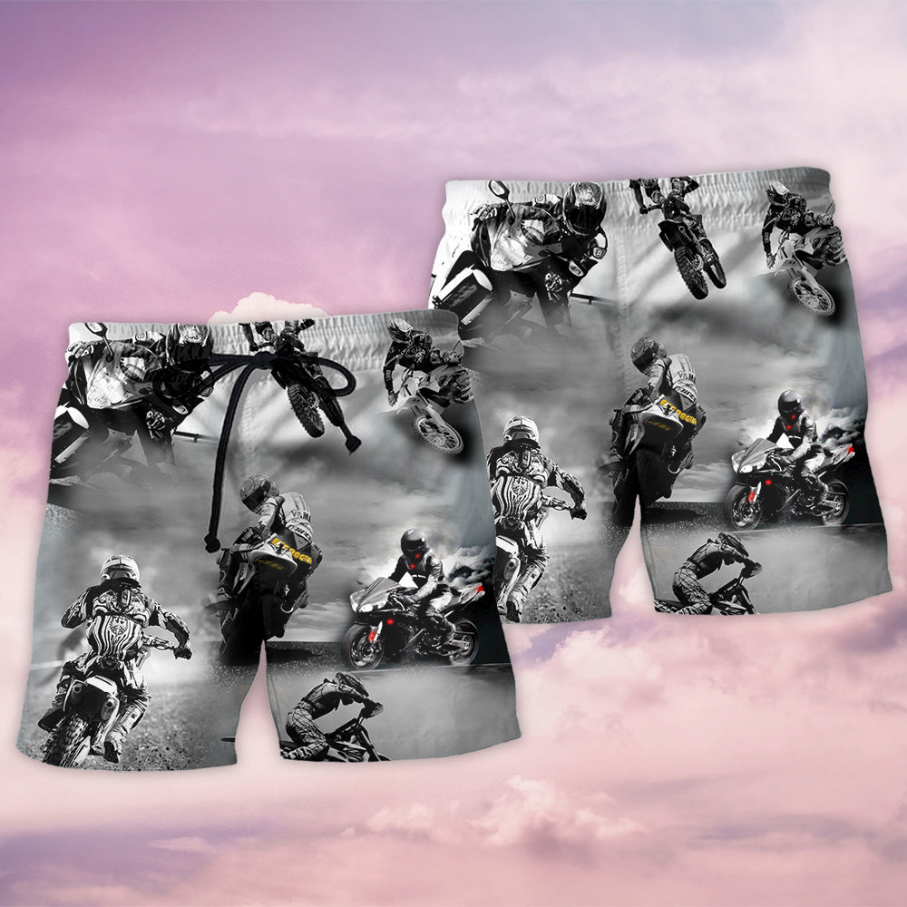Motorcycle Beach Shorts Pattern Detail For Sunny Day Adventures And Weekend Casual Style