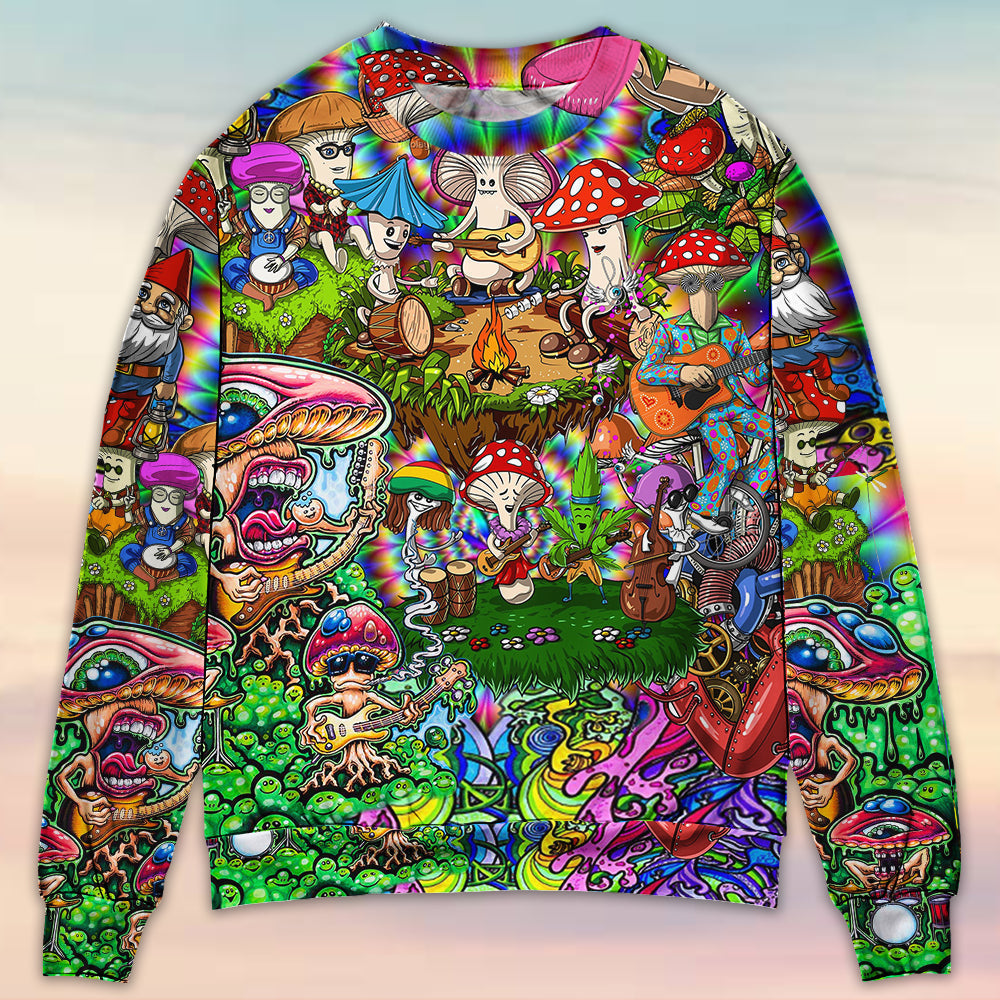 Hippie Mushroom Music Sweater For Festival Adventures Vacations And Relaxed Daily Styling