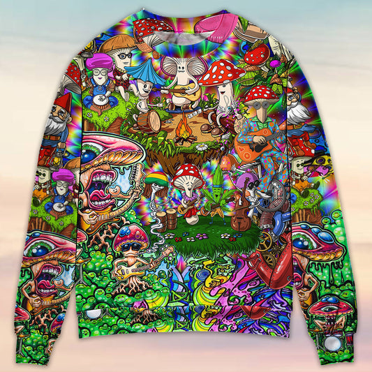 Hippie Mushroom Music Sweater For Festival Adventures Vacations And Relaxed Daily Styling