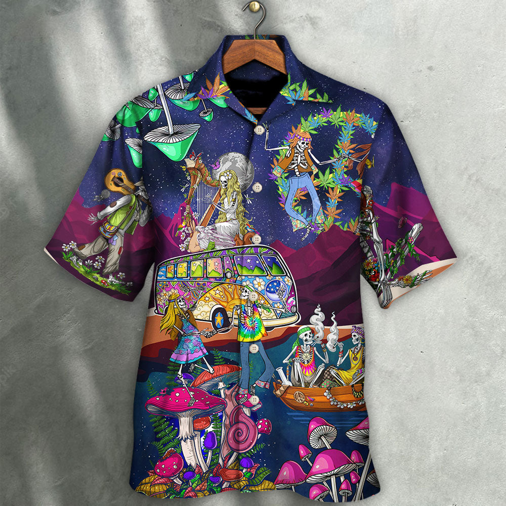 Bohemian Funny Vintage Skull Couple Hawaiian Shirt Artwork View For Coastal Escapes And Resort Style