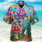Bohemian Colorful Happy Mushroom Hawaiian Shirt For Beach Parties And Weekend Getaways
