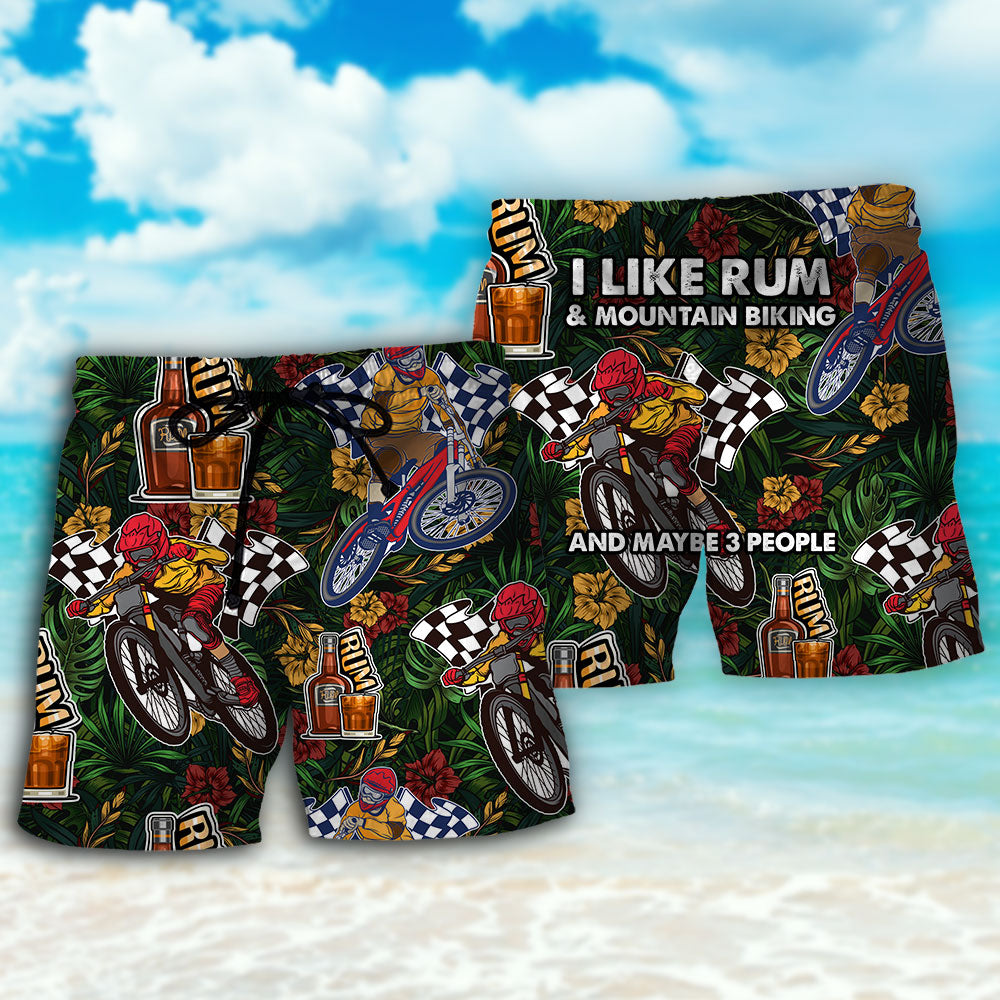 Wine Rum Mountain Biking Lover Beach Shorts Artwork View For Seaside Trips And Casual Style