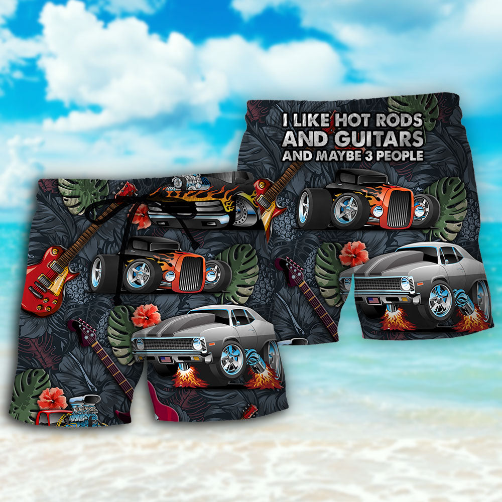 Hot Rod Guitar Lover Beach Shorts For Outdoor Adventures And Thoughtful Seasonal Gifts