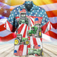 Watercolor Tractor Independence Day US Flag Hawaiian Shirt For Resort Getaways And Comfortable Summer Activities