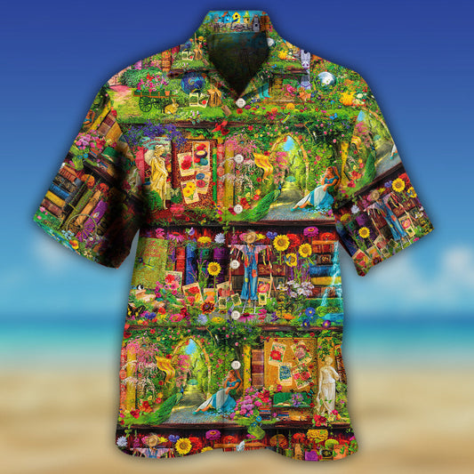 Vintage Gardening Plants Hawaiian Shirt Collar And Front View For Warm Weather Events