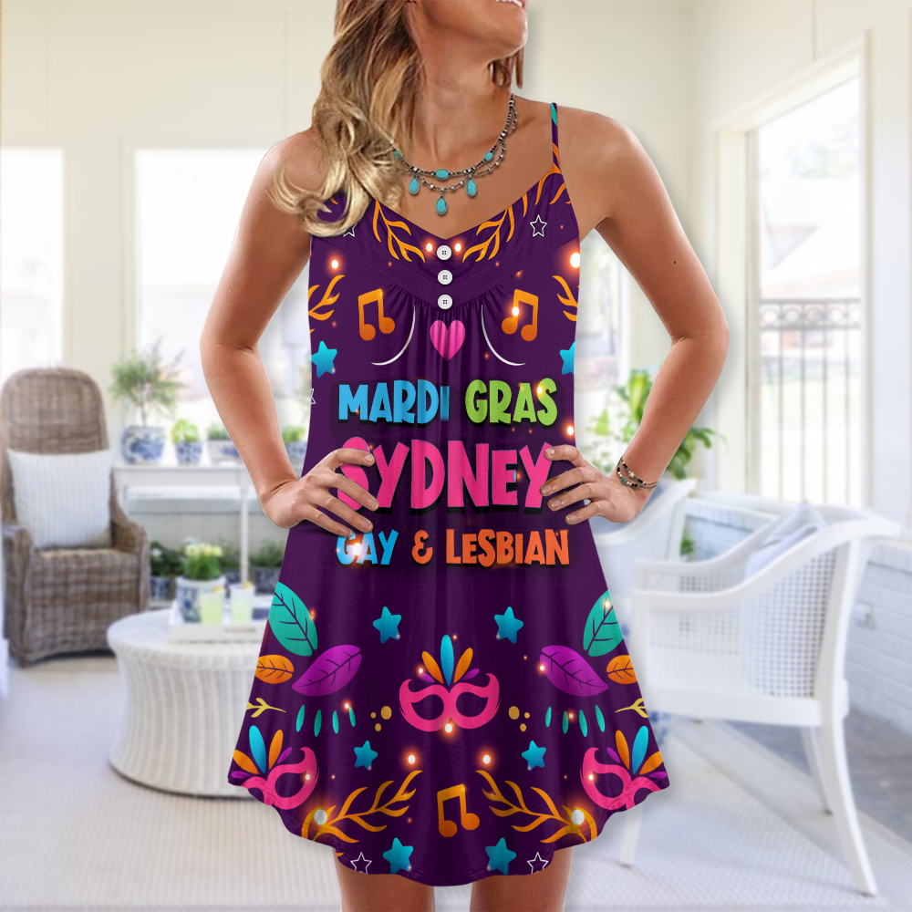Amazing Pride Festival Style V-Neck Sleeveless Cami Dress For Beach Trips Parties And Relaxed Warm Weather Style