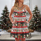 Santa And Snowman Joy V-Neck Sleeveless Cami Dress For Beach Trips Parties And Relaxed Warm Weather Style
