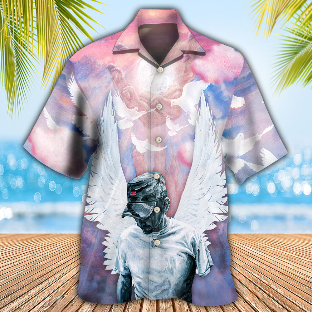 Amputee Faith Bless Hawaiian Shirt Pattern View For Relaxed Warm Weather Outfits